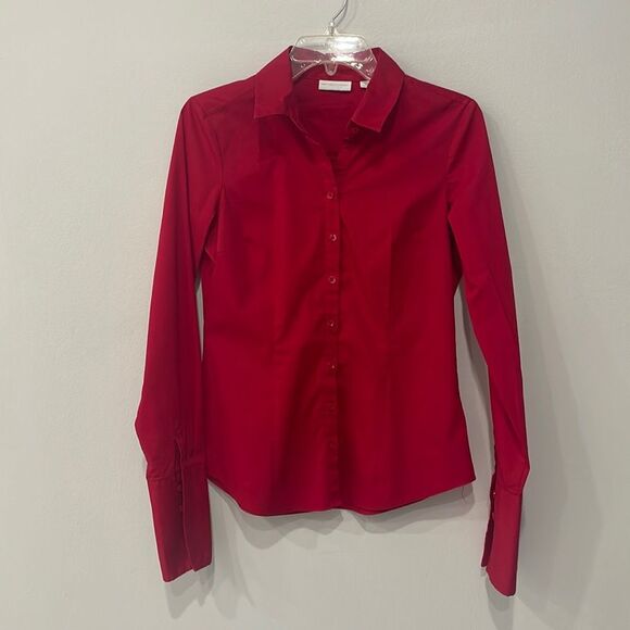 New York & Company Women’s Red Button Down Shirt Size Small - Picture 1 of 9